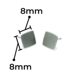 nishnabotna jewelry, small, simple, square, sterling silver botna stud earrings