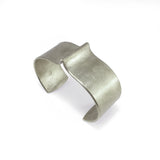 nishnabotna jewelry, wide sterling silver furrow cuff bracelet with bend