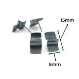 nishnabotna jewelry, sterling silver folded furrow stud earrings with black patina, large