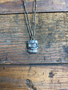 Skull Necklace 14kp on Handmade Chain