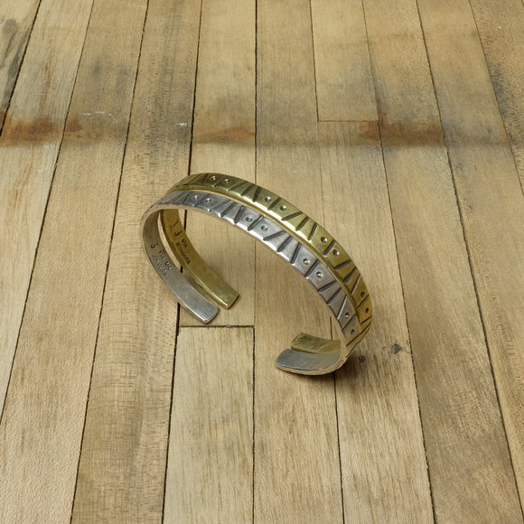 nishnabotna arezzo silver brass patterned bracelet