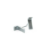 nishnabotna jewelry, short sterling silver minimal flat earrings with bend and black patina