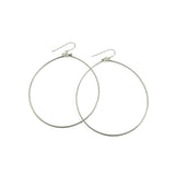 nishnabotna jewelry, recycled bicycle cable and sterling silver hoop earrings