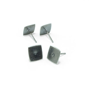 nishnabotna jewelry, simple, square, sterling silver botna stud earrings with center dot