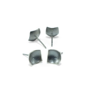 nishnabotna jewelry, simple, square, sterling silver botna stud earrings dapped with center dot
