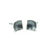 nishnabotna jewelry, simple, square, sterling silver botna stud earrings dapped with center dot