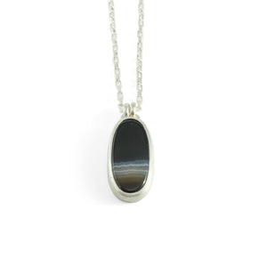 nishnabotna silver botna necklace with oval black agate