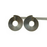 nishnabotna silver disk stud earrings with black patina