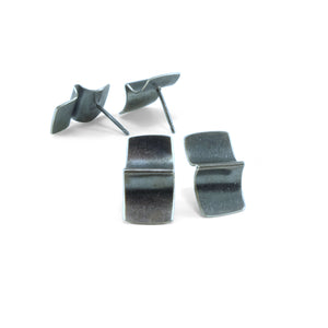 nishnabotna jewelry, sterling silver folded furrow stud earrings with black patina, large