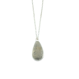 nishnabotna silver necklace with gray dendritic agate