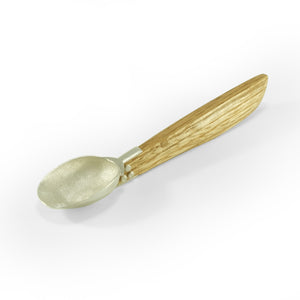 Small scoop silver scoop with thumbprint and wood handle by Justin Klocke Nishnabotna