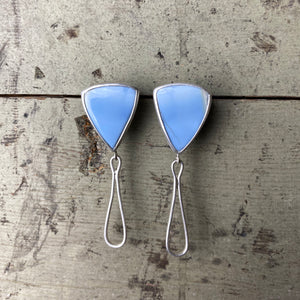 nishnabotna blue lace agate tear drop silver stud earrings