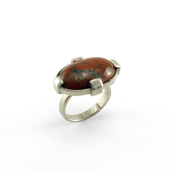 nishnabotna silver boyer ring with red iron jasper
