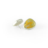 nishnabotna silver stud earrings with yellow bumblebee jasper