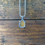 nishnabotna silver tear drop fire opal necklace