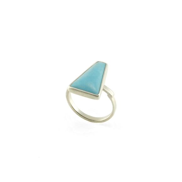 nishnabotna silver ring with geomoetric turquoise